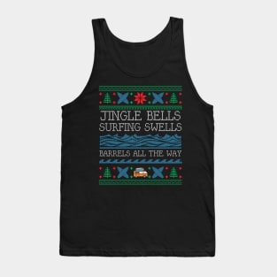 Funny Christmas Surfing Surf Board Ugly Christmas Xmas Tank Top